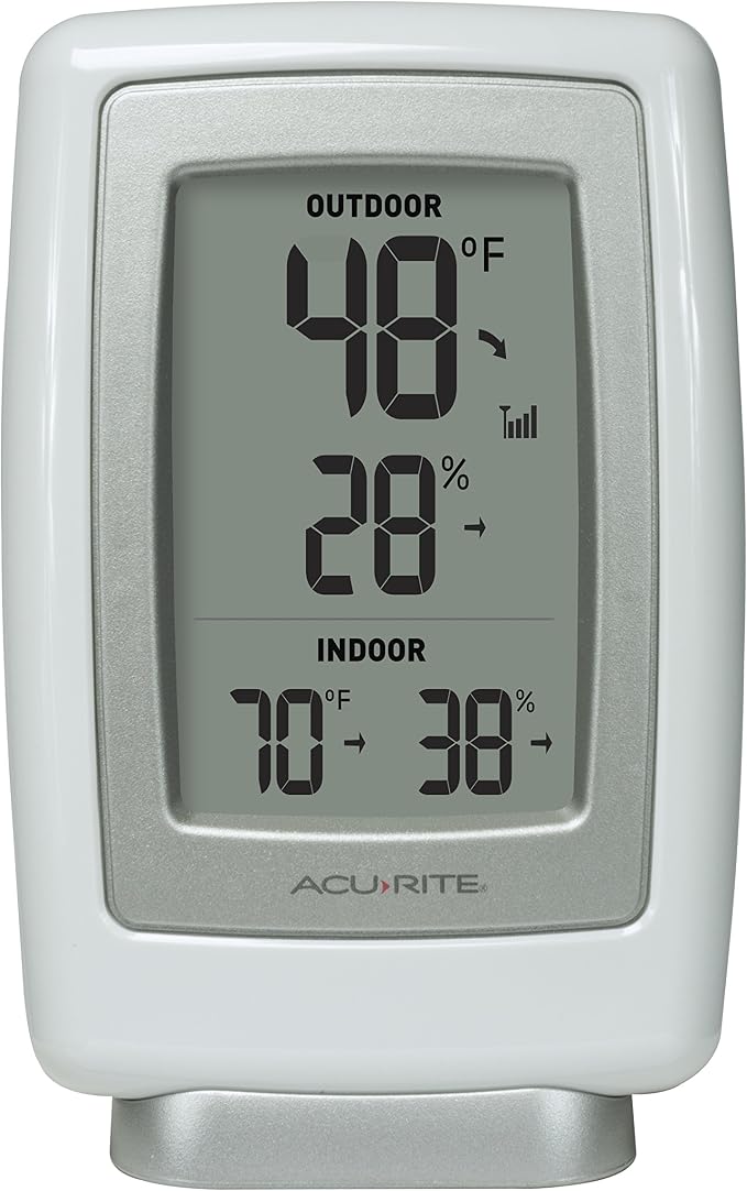 00611 Indoor Outdoor Thermometer with Wireless Temperature Sensor & Hygrometer White Small, alternate product view 4
