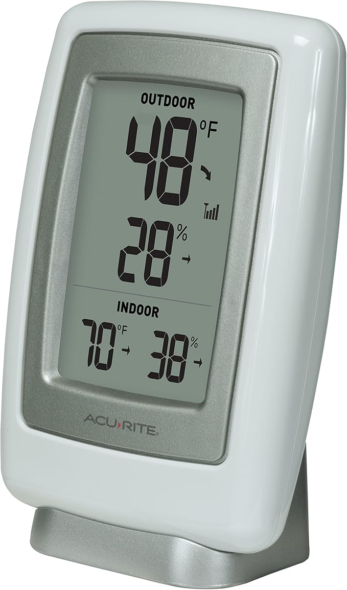 00611 Indoor Outdoor Thermometer with Wireless Temperature Sensor & Hygrometer White Small, alternate product view 5