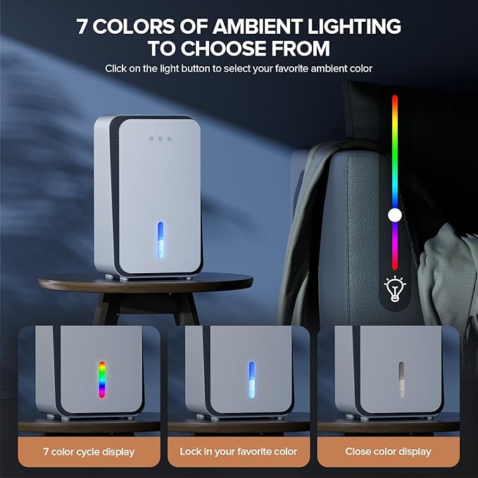 1,000 Sq. Ft Dehumidifier for Home, Quiet Portable Dehumidifier with Auto Shut Off and Aromatherapy Diffuser, alternate