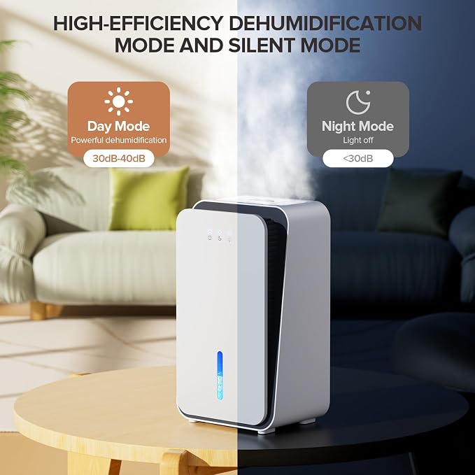 1,000 Sq. Ft Dehumidifier for Home, Quiet Portable Dehumidifier with Auto Shut Off and Aromatherapy Diffuser, alternate