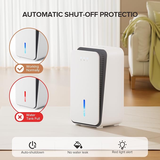 1,000 Sq. Ft Dehumidifier for Home, Quiet Portable Dehumidifier with Auto Shut Off and Aromatherapy Diffuser, alternate