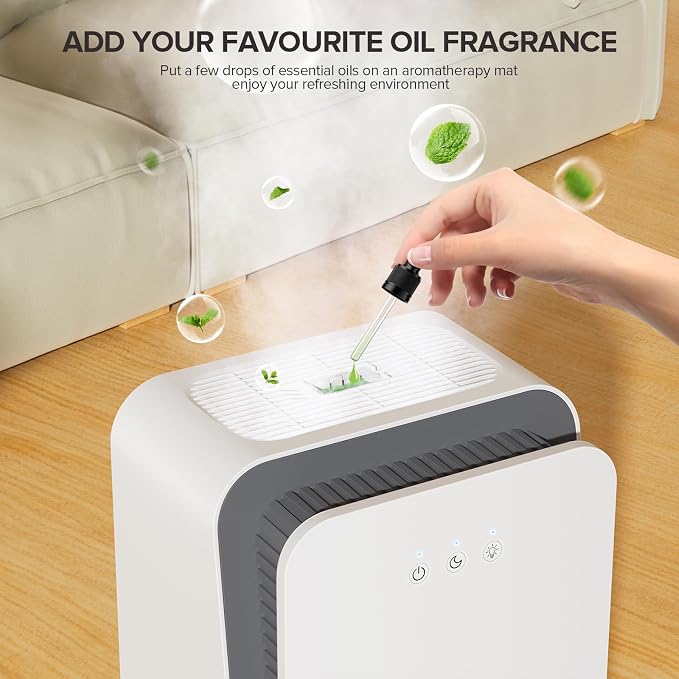 1,000 Sq. Ft Dehumidifier for Home, Quiet Portable Dehumidifier with Auto Shut Off and Aromatherapy Diffuser, alternate