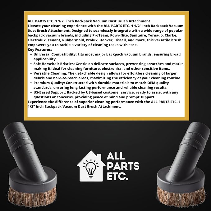 1 1/2" inch Backpack Vacuum Dust Brush Attachment Compatible with, Powr-flite, Tornado, Clarke