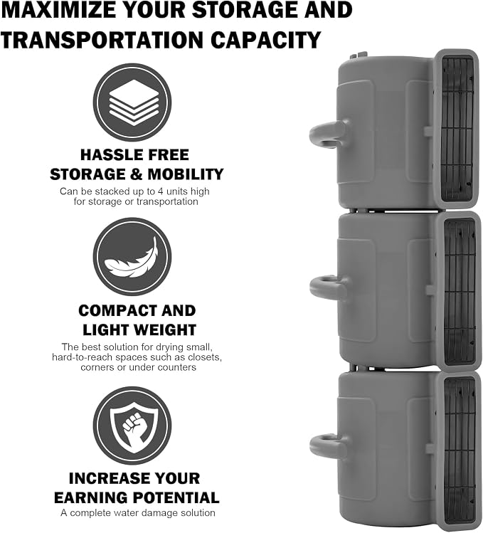 1/4hp 1000CFM 2 Speed Air Mover Carpet Dryer Floor Fan Cooling Fan (Grey), alternate product view 6