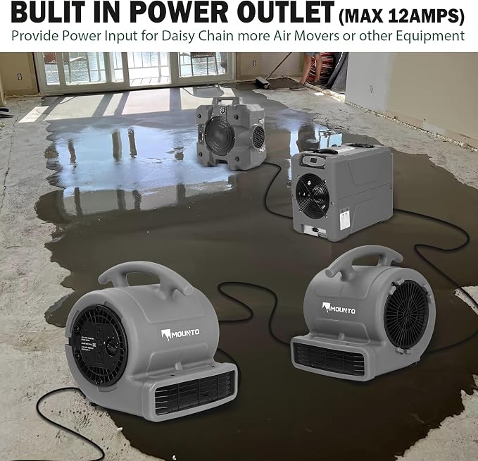 1/4hp 1000CFM 2 Speed Air Mover Carpet Dryer Floor Fan Cooling Fan (Grey), alternate product view 7