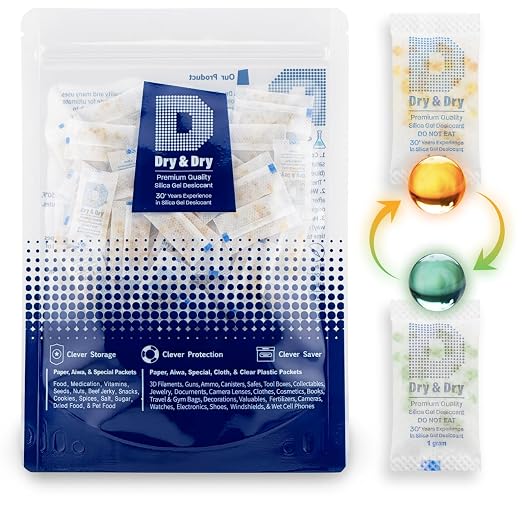 1 Gram [100 Packets] Orange Indicating Silica Gel Packets Desiccants - Food Safe Silica Packs, Silica Gel