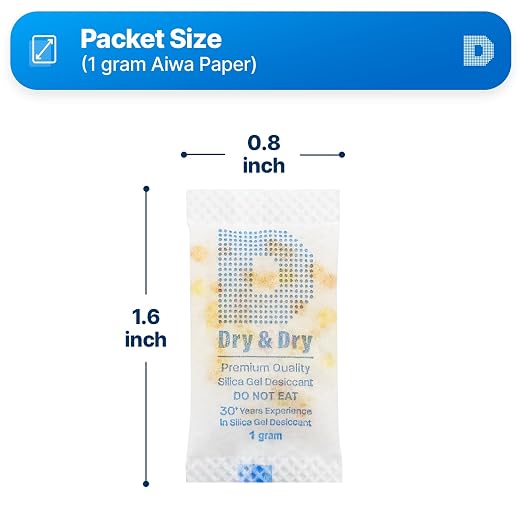 1 Gram [50 Packets] Orange Indicating Silica Gel Packets Desiccants - Food Safe Silica Packs, Silica Gel, Silica, alternate