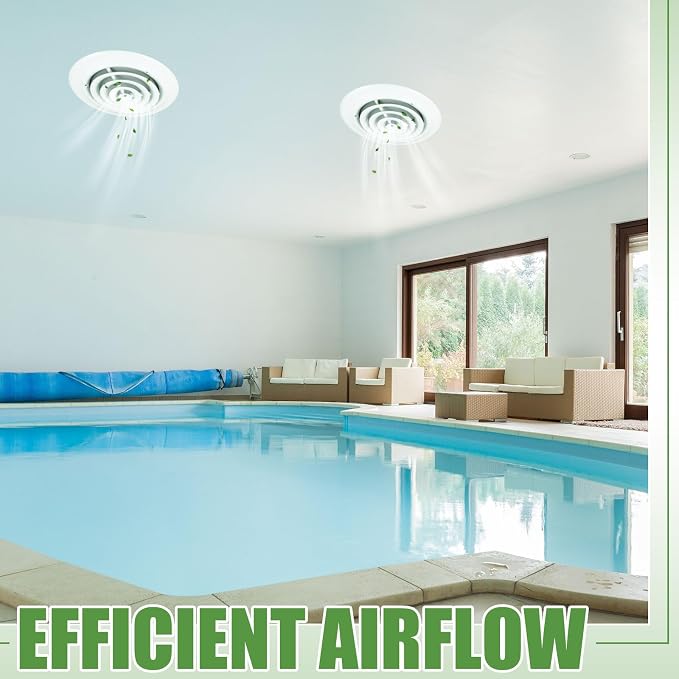 1 Pack 8 Inch Round Vent Cover Ceiling Diffuser HVAC Vent Duct Cover Replacement with Steel Butterfly Damper, alternate view