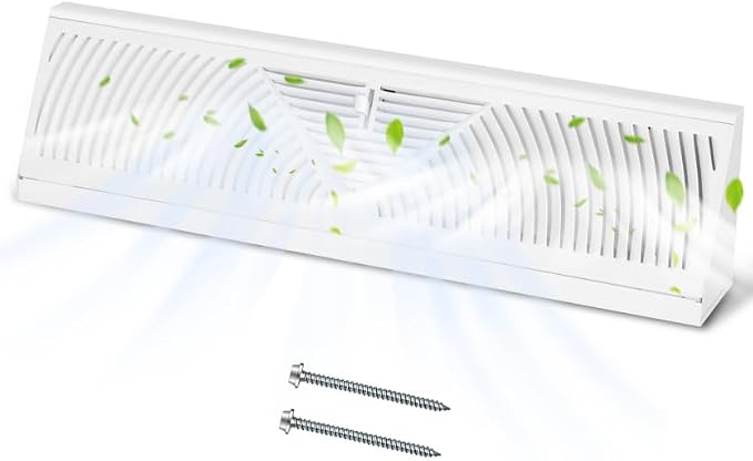 1 Pack Baseboard Register Vent 15 Inch - RoundFlow Design for Maximum Air Flow - Smooth-Glide Air Adjust Lever - Heavy Duty