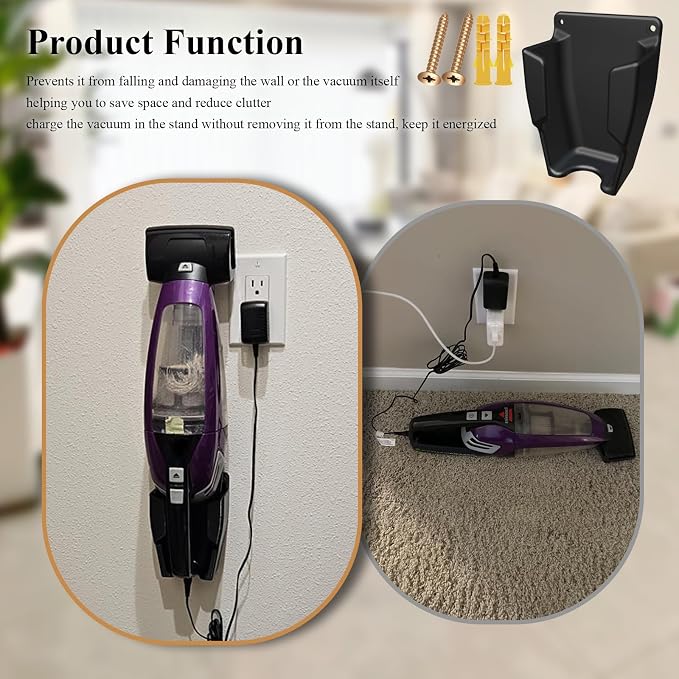 1 Pc Wall Mount Vacuum Holder W/Screws, Fits Pet Hair Eraser Handheld Vacuum Models 2390, 2390A, 2284, alternate view