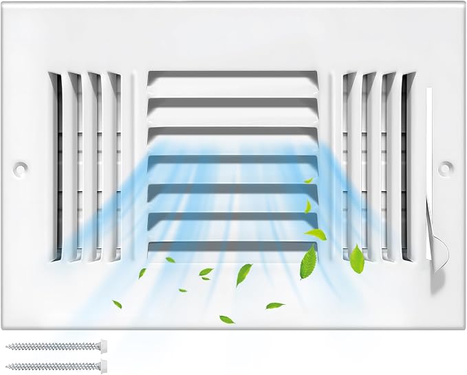 1 Pcs 10x8 Inch Air Vent Covers - 3-Way Solid Metal Wall & Ceiling Register, Return Air Vent (White, Interior Size 10 x 8)