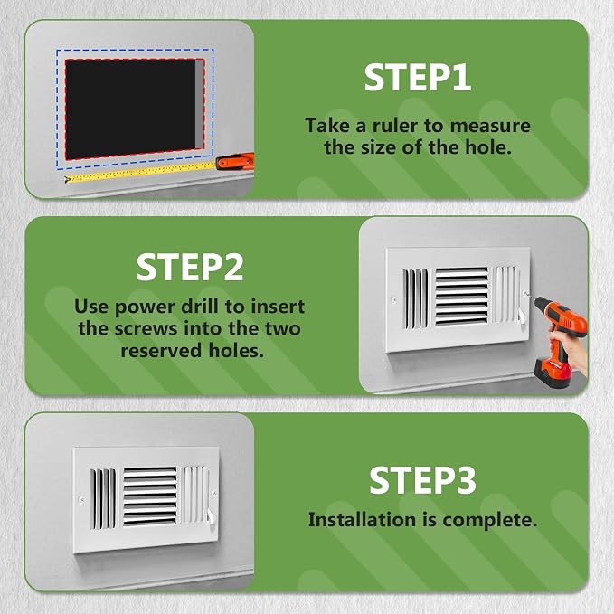 1 Pcs 10x8 Inch Air Vent Covers - 3-Way Solid Metal Wall & Ceiling Register, Return Air Vent (White, Interior Size 10 x 8)