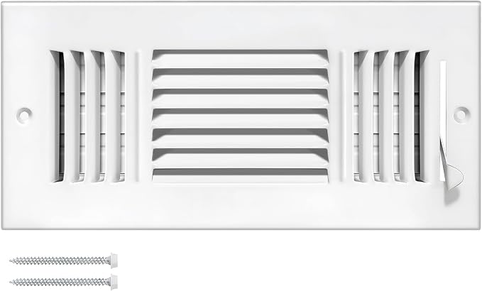 1 Pcs 12x4 Inch Air Vent Covers - 3-Way Solid Metal Wall & Ceiling Register, Return Air Vent (White, Interior Size 12 x 4)