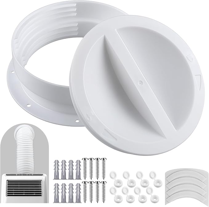 1 Set White Dual Size Wall Mount Connector for Portable Ac Vent Ac Exhaust Hose Coupler for 6 and 6.5 Inches Hose