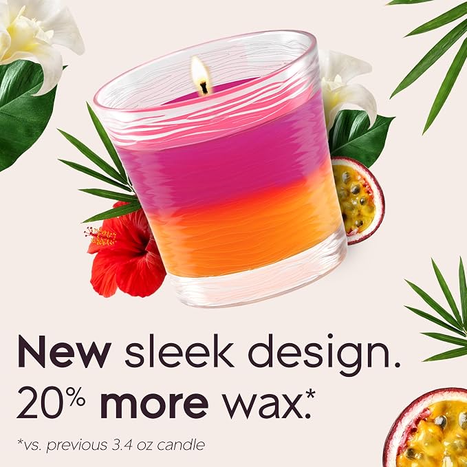 1-Wick 2in1 Scented Candle Jar, Hawaiian Breeze & Vanilla Passion Fruit, Air Freshener Infused with Essential Oils, 4.08 Oz