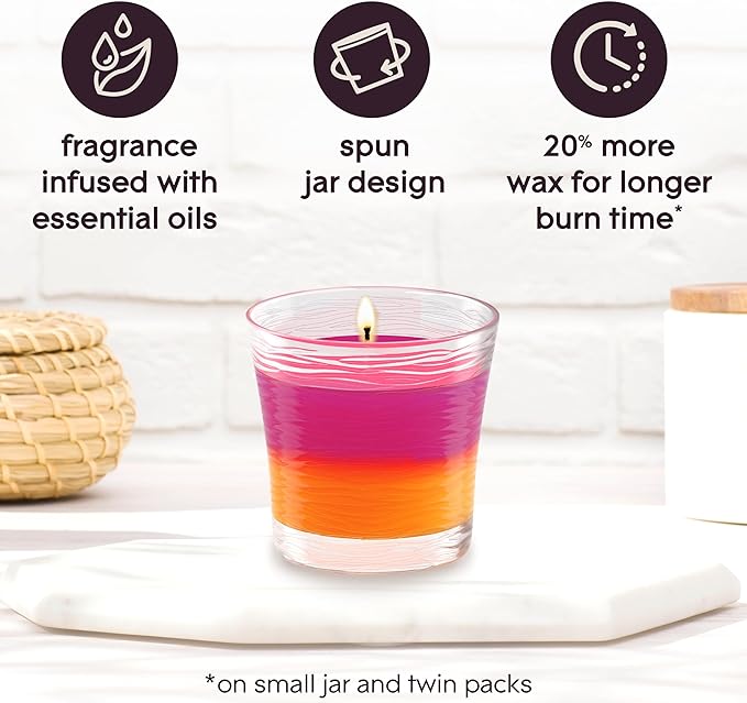 1-Wick 2in1 Scented Candle Jar, Hawaiian Breeze & Vanilla Passion Fruit, Air Freshener Infused with Essential Oils, 4.08 Oz