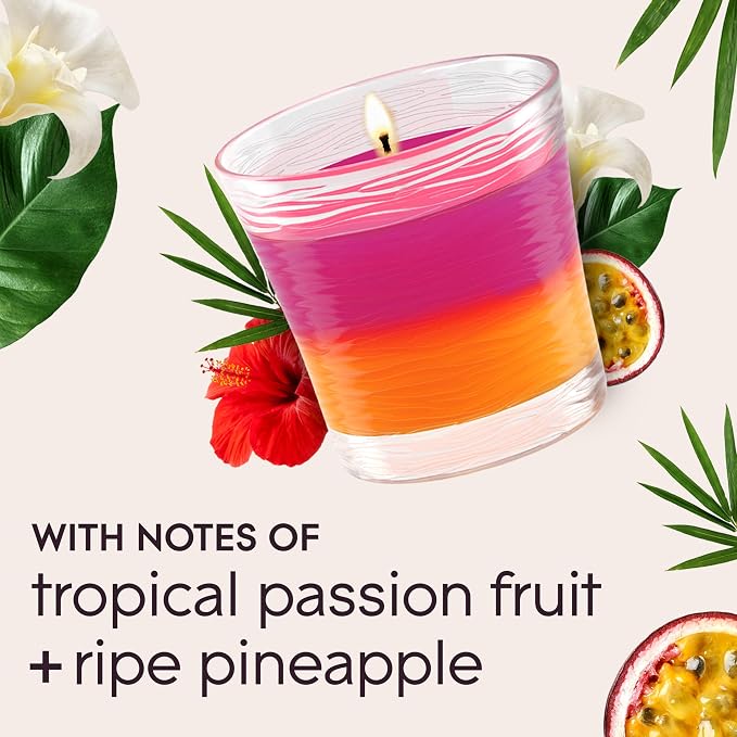 1-Wick 2in1 Scented Candle Jar, Hawaiian Breeze & Vanilla Passion Fruit, Air Freshener Infused with Essential Oils, 4.08 Oz