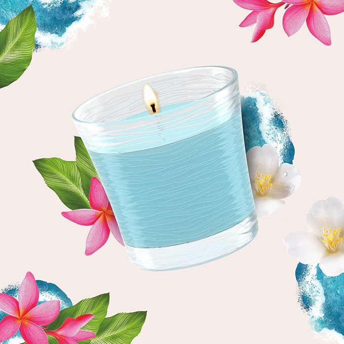 1-Wick Scented Candle Jar, Aqua Waves, Air Freshener Infused with Essential Oils, 4.08 Oz, 2 Count 2 Count 4.08 Oz Glass