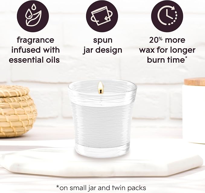 1-Wick Scented Candle Jar, Clean Linen, Air Freshener Infused with Essential Oils, 4.08 Oz, 2 Count 2 Count 4.08 Oz Glass
