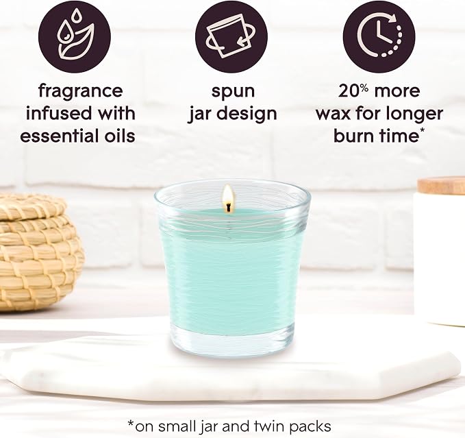 1-Wick Scented Candle Jar, Sky & Sea Salt, Air Freshener Infused with Essential Oils, 4.08 Oz, 2 Count 2 Count 4.08 Oz Glass