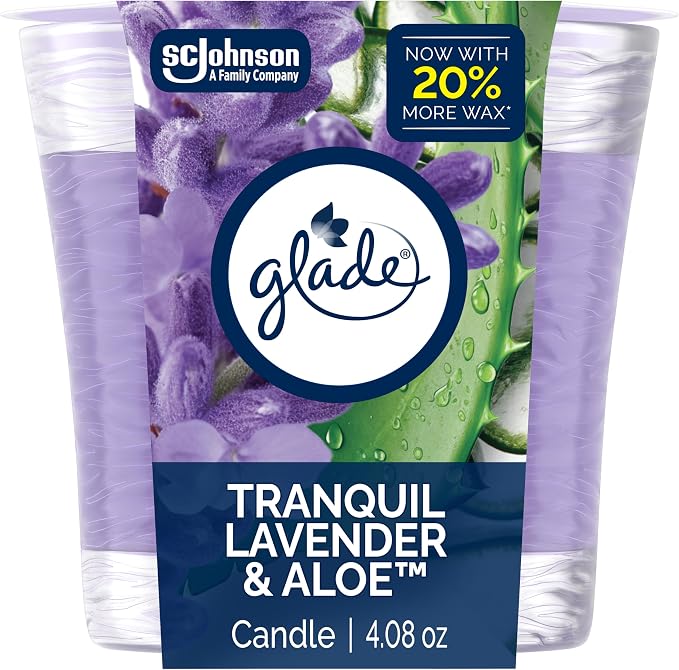 1-Wick Scented Candle Jar, Tranquil Lavender & Aloe, Air Freshener Infused with Essential Oils, 4.08 Oz, product image