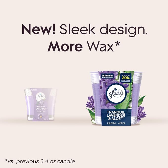 1-Wick Scented Candle Jar, Tranquil Lavender & Aloe, Air Freshener Infused with Essential Oils, 4.08 Oz, alternate product