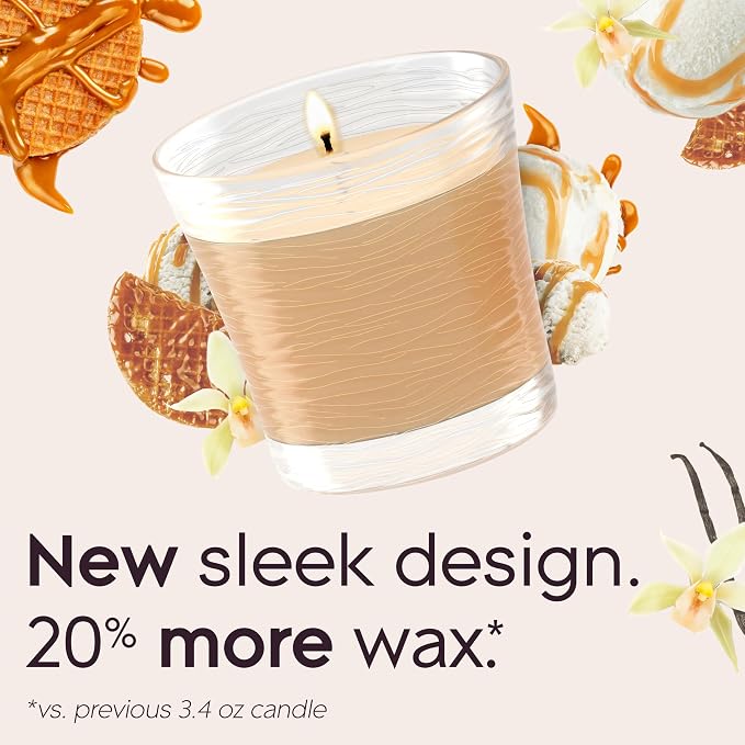 1-Wick Scented Candle Jar, Vanilla Caramel Twist, Air Freshener Infused with Essential Oils, 4.08 Oz, 2 Count 2 Count 4.08 Oz