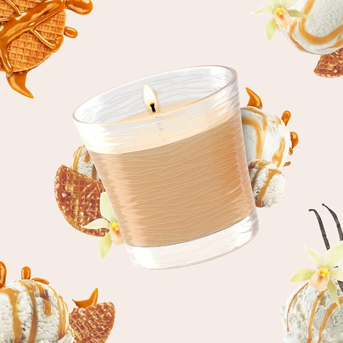 1-Wick Scented Candle Jar, Vanilla Caramel Twist, Air Freshener Infused with Essential Oils, 4.08 Oz, 2 Count 2 Count 4.08 Oz