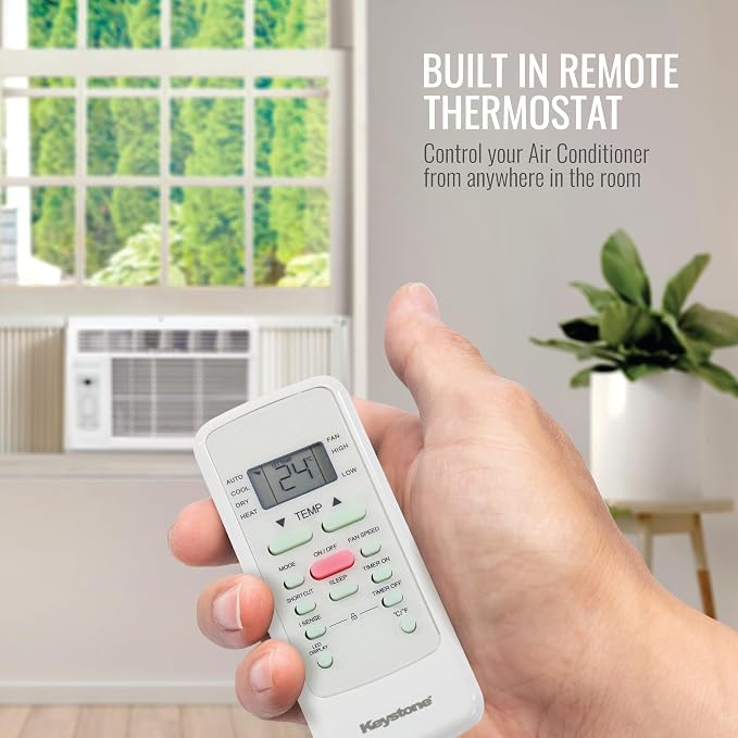 10,000 BTU Compact Window Air Conditioner with Remote Control and Dehumidifier, 115V, Quiet Window AC Units for Spaces up to