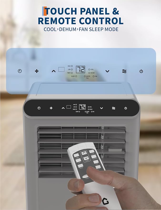 10,000 BTU Portable Air Conditioner, 3-in-1 Portable AC Unit with Fan & Dehumidifier, Room Air Conditioner Cools up to 450