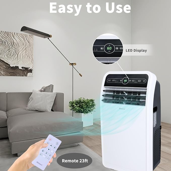 10,000 BTU Portable Air Conditioner, Portable AC Unit with Built-in Cool, Dehumidifier & Fan Modes for Room up to 400 sq.ft