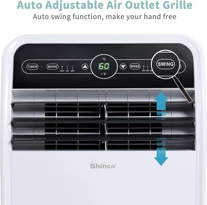 10,000 BTU Portable Air Conditioner, Portable AC Unit with Built-in Cool, Dehumidifier & Fan Modes for Room up to 400 sq.ft