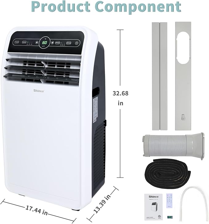 10,000 BTU Portable Air Conditioner, Portable AC Unit with Built-in Cool, Dehumidifier & Fan Modes for Room up to 400 sq.ft