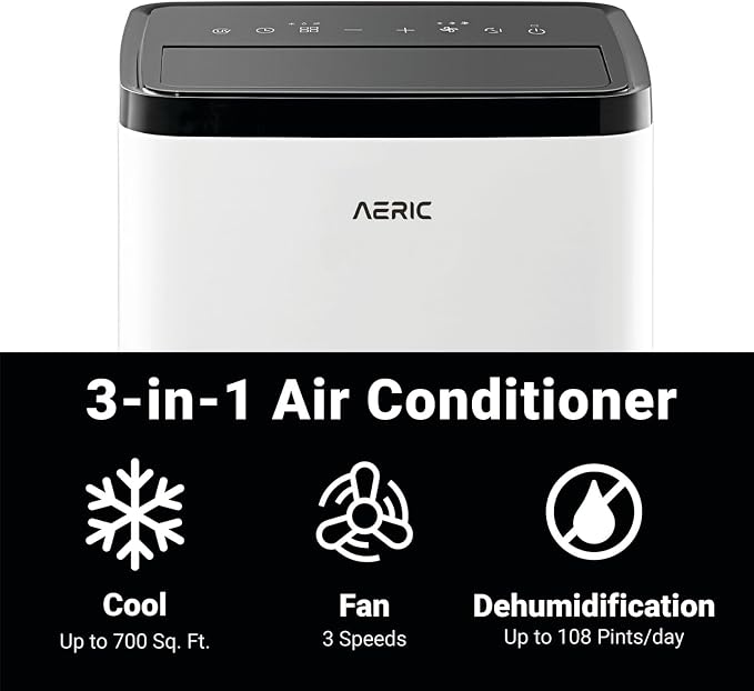 10,000 BTU Portable Air Conditioner with Dehumidifier for Living Room and Apartment, 115V, Portable Air Conditioners for