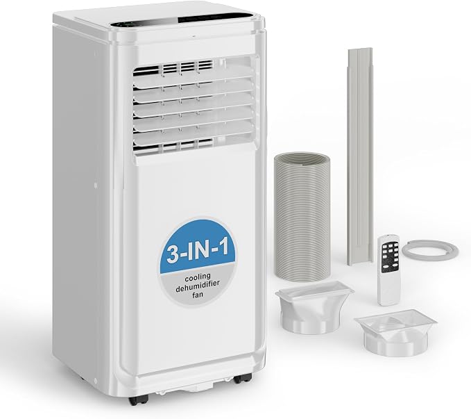 10,000 BTU Portable Air Conditioners, 4-in-1 Portable AC Units with Cooling, Fan & Dehumidifier and Sleep Mode, 24H Timer
