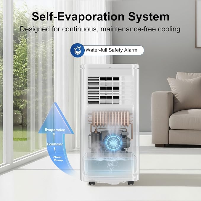10,000 BTU Portable Air Conditioners, 4-in-1 Portable AC Units with Cooling, Fan & Dehumidifier and Sleep Mode, 24H Timer