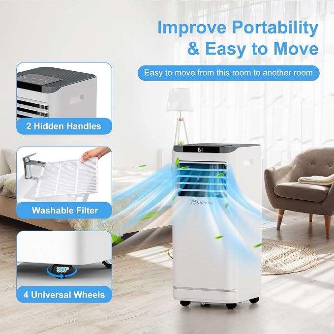 10,000 BTU Portable Air Conditioners for Room Up to 450 Sq.Ft, 4-in-1 Portable AC Unit, Heater, Dehumidifier & Fan with