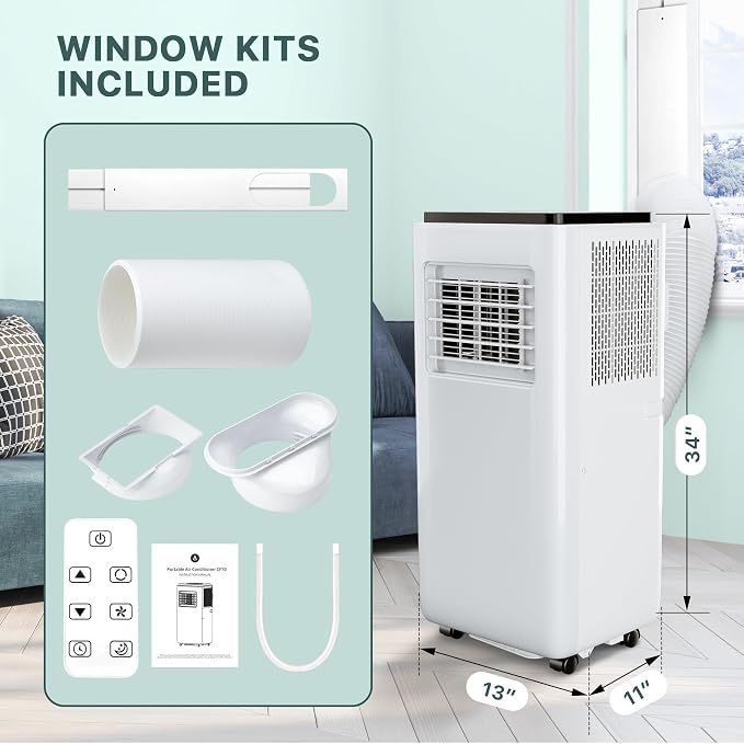 10,000 BTU Portable Air Conditioners, Ultra Quiet Cooling Fan Dehumidifier with 24H Timer & Remote, alternate product view 3