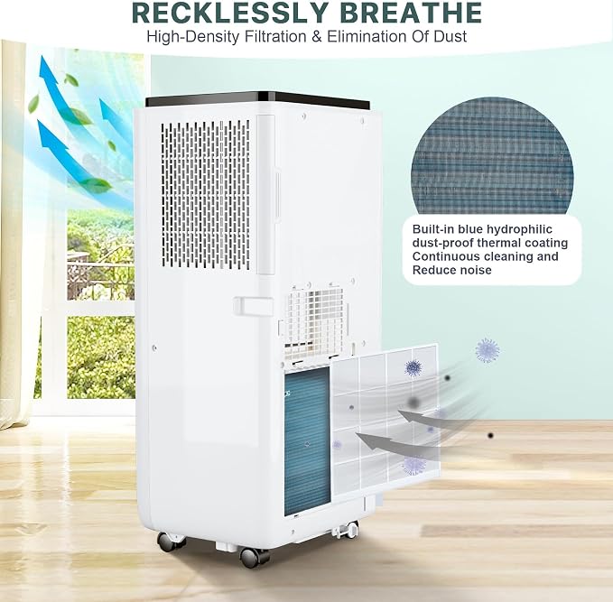 10,000 BTU Portable Air Conditioners, Ultra Quiet Cooling Fan Dehumidifier with 24H Timer & Remote, alternate product view 8