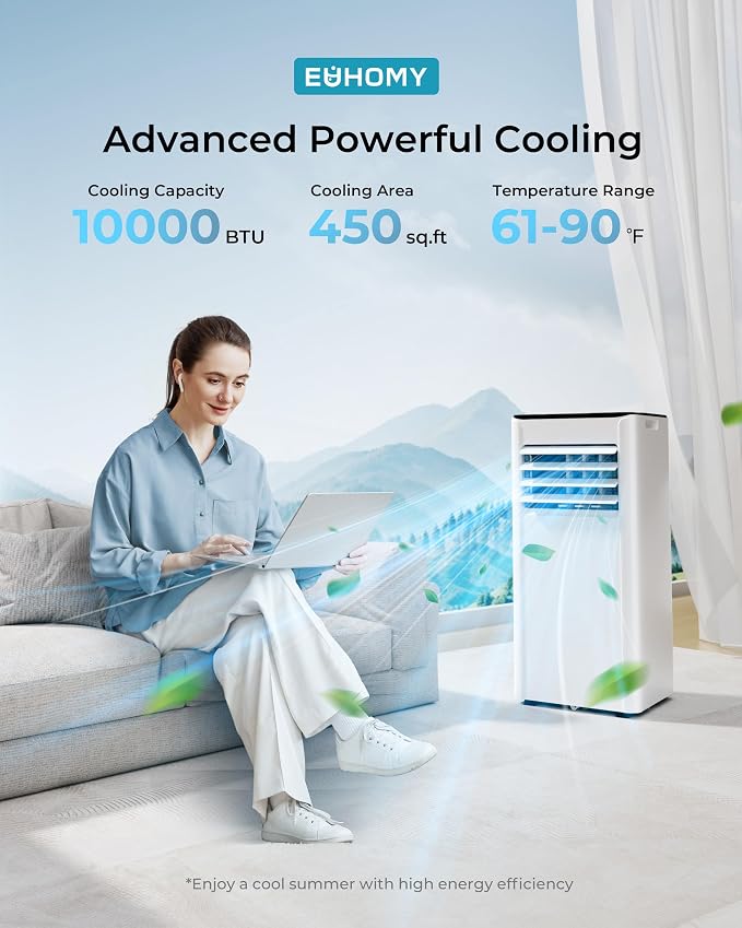10,000 BTU Portable Air Conditioners Up to 450 sq.ft, 3-1 Standing Smart Cooling AC with Remote, Dehumidifier, Fan, alternate