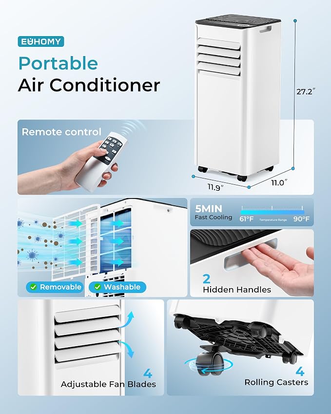 10,000 BTU Portable Air Conditioners Up to 450 sq.ft, 3-1 Standing Smart Cooling AC with Remote, Dehumidifier, Fan, alternate
