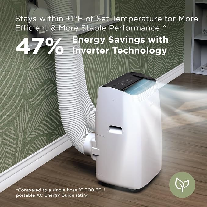 10,000 BTU Q-Series Dual Hose Portable Inverter Air Conditioner & Heater, AC Unit with Heat, 450 Sq. Ft., up to 47% Energy