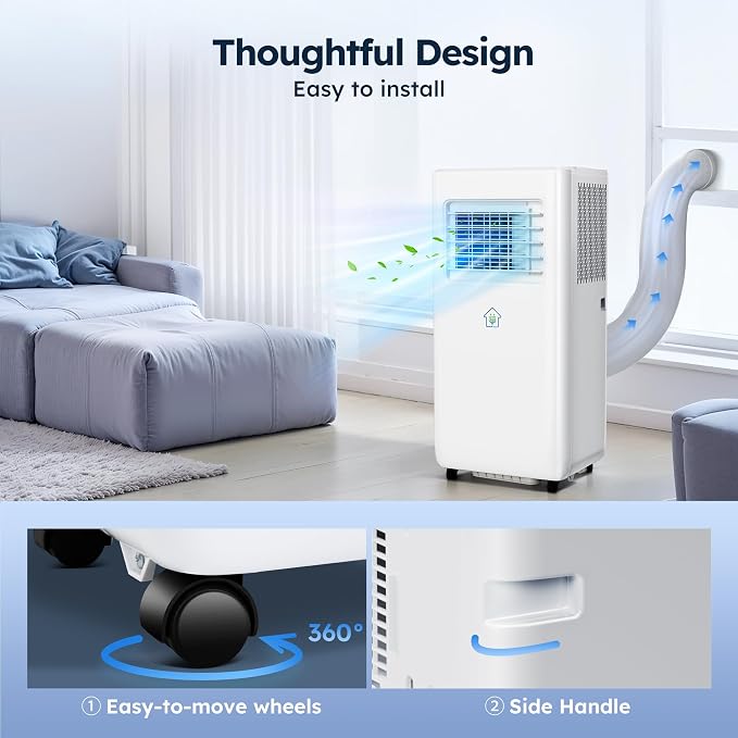 10,000 BTU Smart Air Conditioner with Heat, 4 Modes 2 Speeds Portable AC Unit with APP, Fast Cooling/Dehumidifier/Fan
