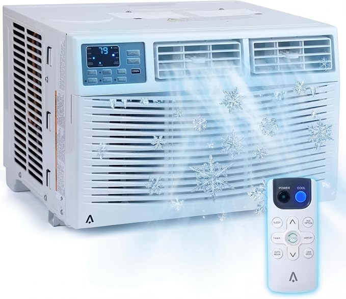 10,000 BTU Smart Window Air Conditioner with WiFi, Cools Rooms Up to 450 Sq. Ft, Window AC Unit with Cooling, Dehumidifier &