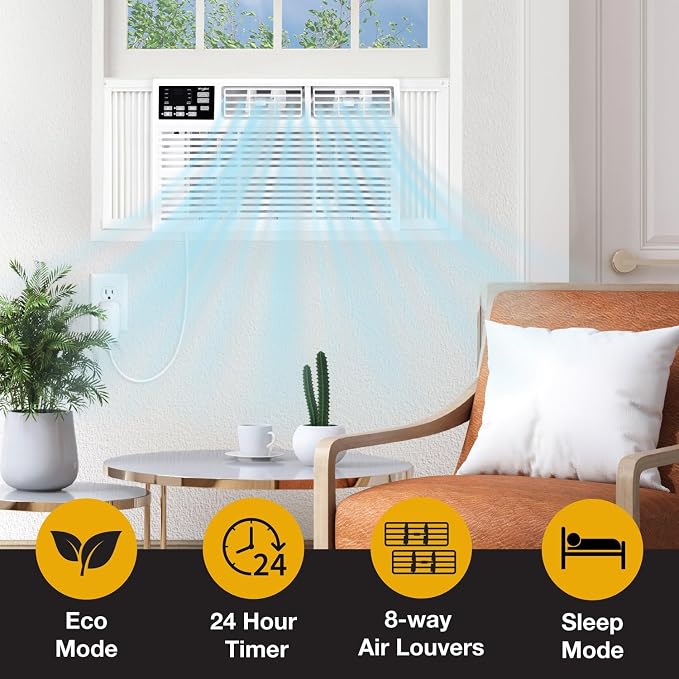 10,000 BTU Through the Wall Air Conditioner, 230V, Cools up to 450 Sq. Ft for Living Room, Bedroom, Kitchen, Apartment, with