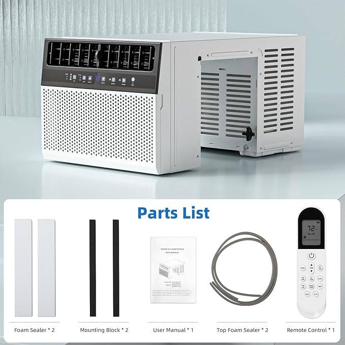 10,000 BTU U-Shaped Window Air Conditioner Unit Cools up to 450 Sq.Ft. with 6 Modes 24H Timer, Ultra Quiet Window AC Units