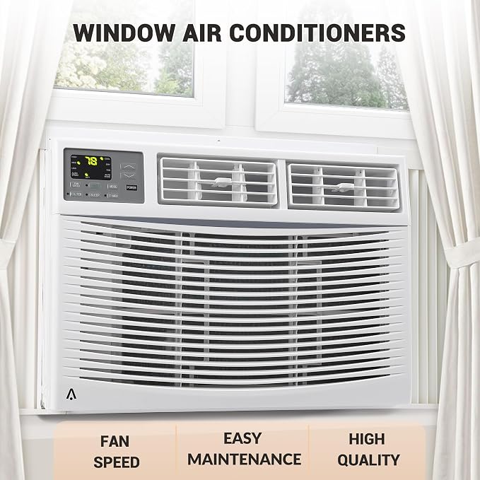 10,000 BTU Window Air Conditioner - Smart Air Conditioner Window Unit, with Dehumidifier, Cools 450 Sq.ft, 11.4 CEER Energy