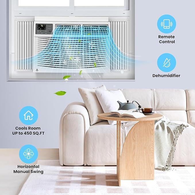 10,000 BTU Window Air Conditioner (Window AC Unit), WiFi Enabled Energy-Saving Window AC with Remote & App Control, Timer & 3