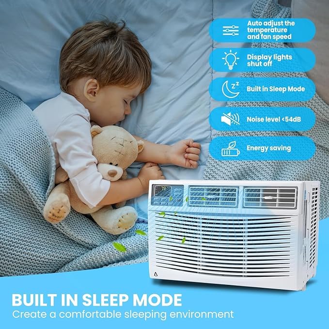 10,000 BTU Window Air Conditioner (Window AC Unit), WiFi Enabled Energy-Saving Window AC with Remote & App Control, Timer & 3