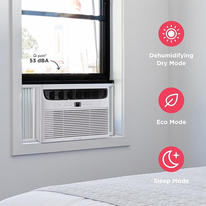 10,000 BTU Window Air Conditioner with Remote Control, Cools Up to 450 Sq. Ft., Quiet Operation, Eco Mode, 3 Fan Speeds, Auto